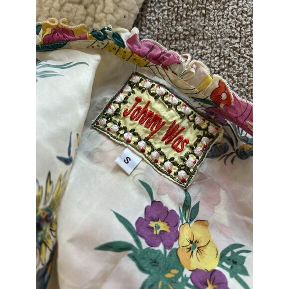 Johnny Was Floral Semi Sheer Silk Dress With Tie Square Neckline | S - Picture 6 of 6